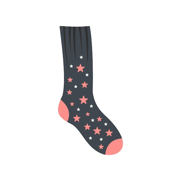 Sock with star icon Flat illustration of sock with star vector icon for web