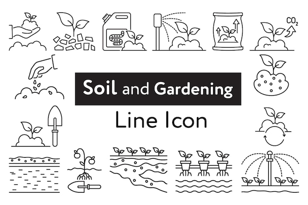 Soil line icon set Simple Plants Related Vector Line Icon Contains such Icons as Leaf on Hand