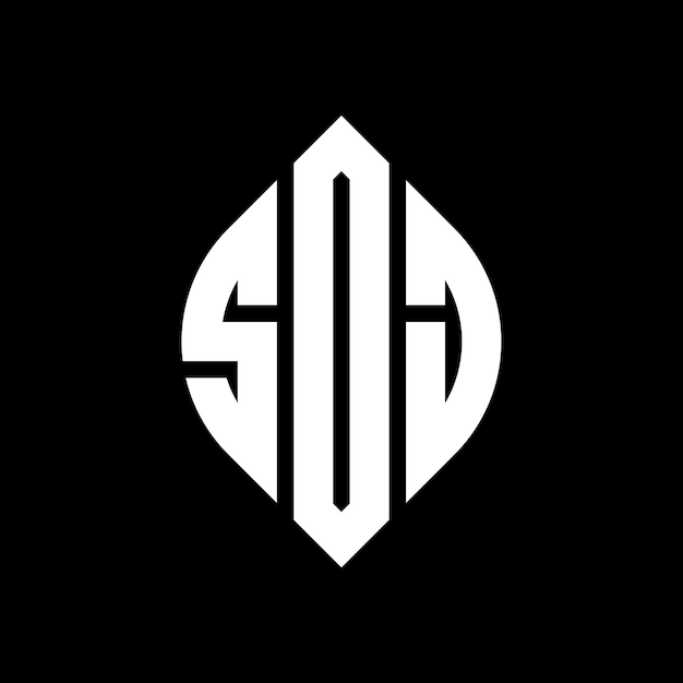 SOJ circle letter logo design with circle and ellipse shape SOJ ellipse letters with typographic style The three initials form a circle logo SOJ Circle Emblem Abstract Monogram Letter Mark Vector