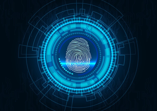 Sormenjälki konseptilla sininen abstrakti teknologia tausta