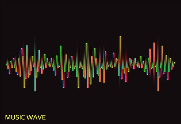 Sound Wave Illustration Vector rainbow pulse player logo Colorful equalizer element on a black background
