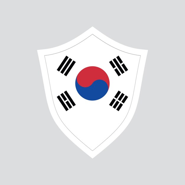 South Korea Flag in Shield Shape