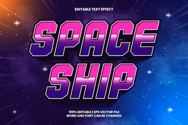 Space Ship Text Effect Editable 3d Cartoon Style