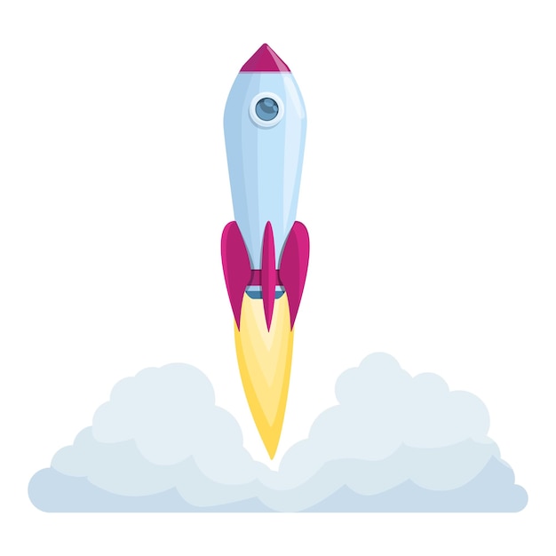 Spacecraft launch crash icon Cartoon of Spacecraft launch crash vector icon for web design isolated on white background