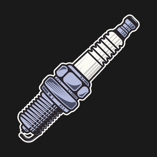 spark plug vector colored illustration in cartoon style isolated on dark background