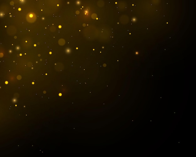 Sparkling magical gold yellow dust particles.  bokeh effect.