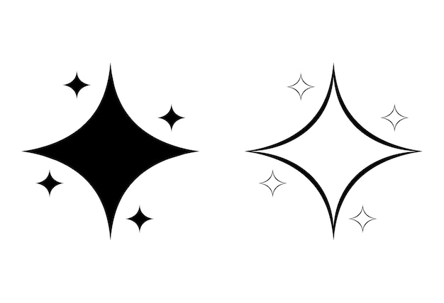 sparkling stars icon stroke and black fill color sparkle star
