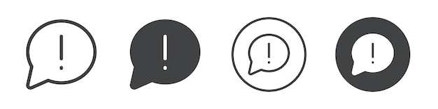 Speech bubble with an exclamation mark icon Vector logo outline