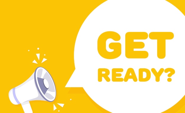 speech bubble with get ready text speech bubble with loudspeaker pop art style vector line icon for business and advertising