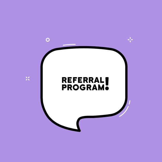 Speech bubble with refferal program text Boom retro comic style Pop art style Vector line icon for Business and Advertising