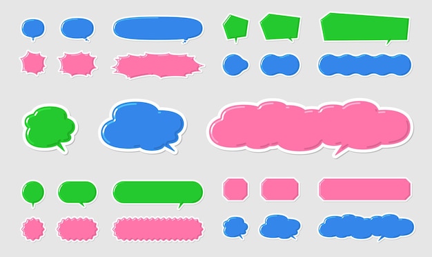 Speech bubbles of various shapes with a semistereoscopic design