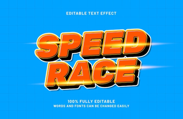 speed race editable text effect in race style