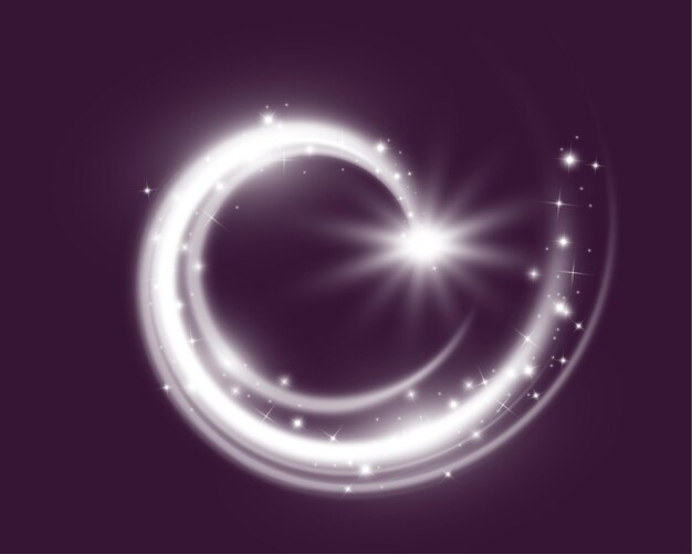 Spiral glow effect on transparent background with smooth white light trails and motion blur