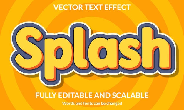 splash 3d editable text effect typography vector template