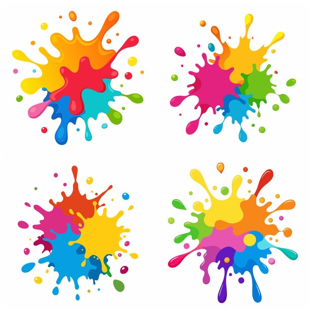 Splash of paints Blobs Paint splatter colourful set Vector splash of paints isolated on white