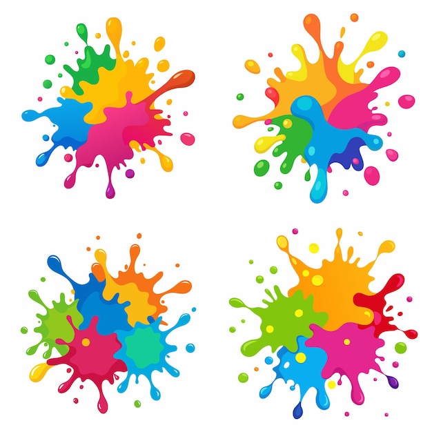 Splash of paints Blobs Paint splatter colourful set Vector splash of paints isolated on white