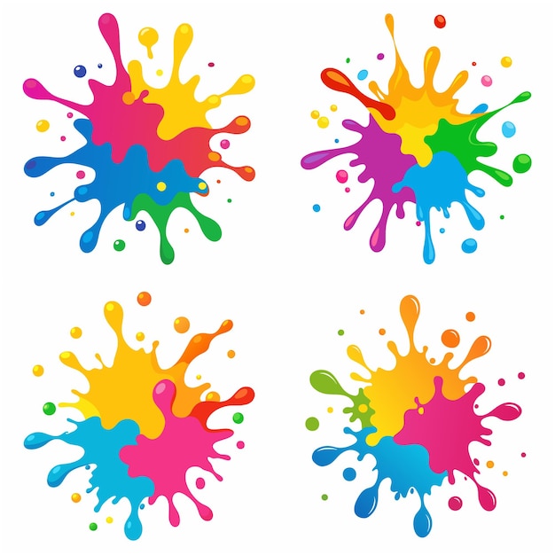 Splash of paints Blobs Paint splatter colourful set Vector splash of paints isolated on white