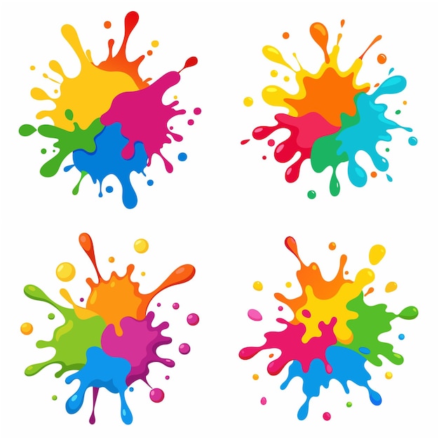 Splash of paints Blobs Paint splatter colourful set Vector splash of paints isolated on white