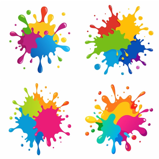 Splash of paints Blobs Paint splatter colourful set Vector splash of paints isolated on white