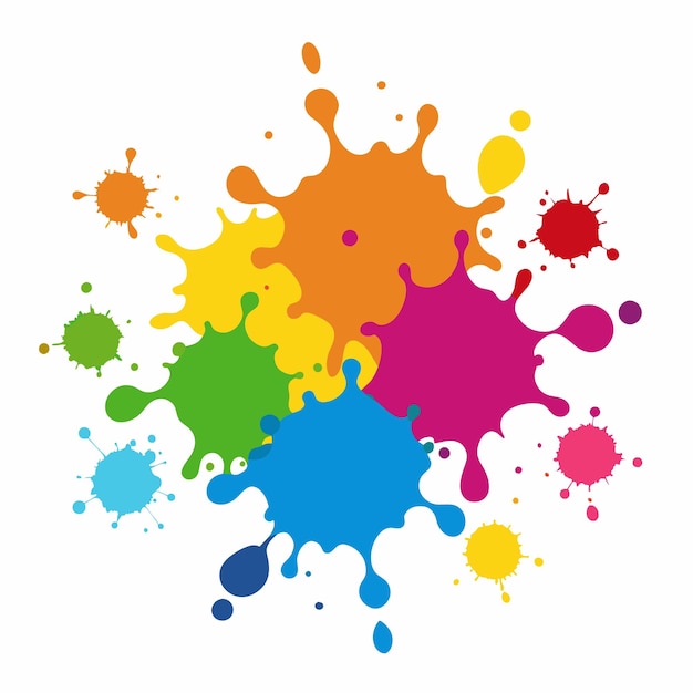 Splash of paints Blobs Paint splatter colourful set Vector splash of paints isolated on white