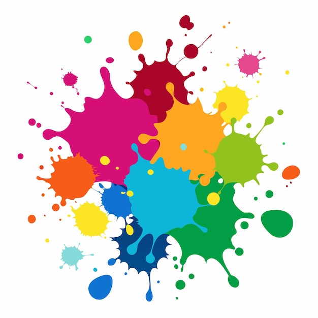Splash of paints Blobs Paint splatter colourful set Vector splash of paints isolated on white