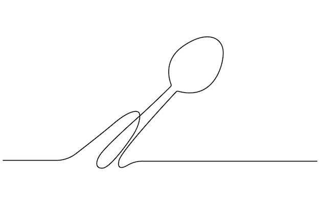 spoon fork place mat one line drawing continuous tableware continuous line illustration line draw