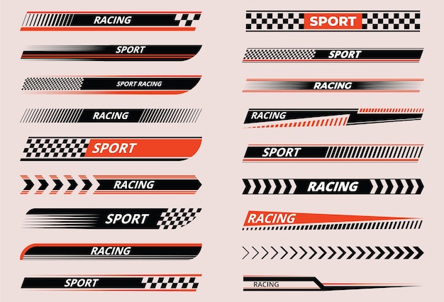 Sports racing stripes Sports car moto boat stickers Striped vehicle tuning bars flat set