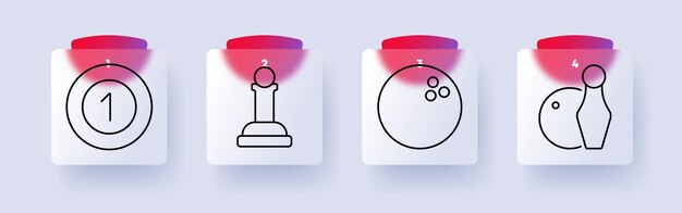 Sports set icon Medal chess pawn bowling ball pins competition strategy game achievement recreation victory tactics challenge championship skill performance mindset