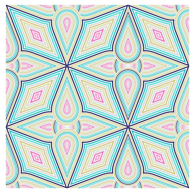 Square Colorful geometric pattern with symmetrical lines and shapes
