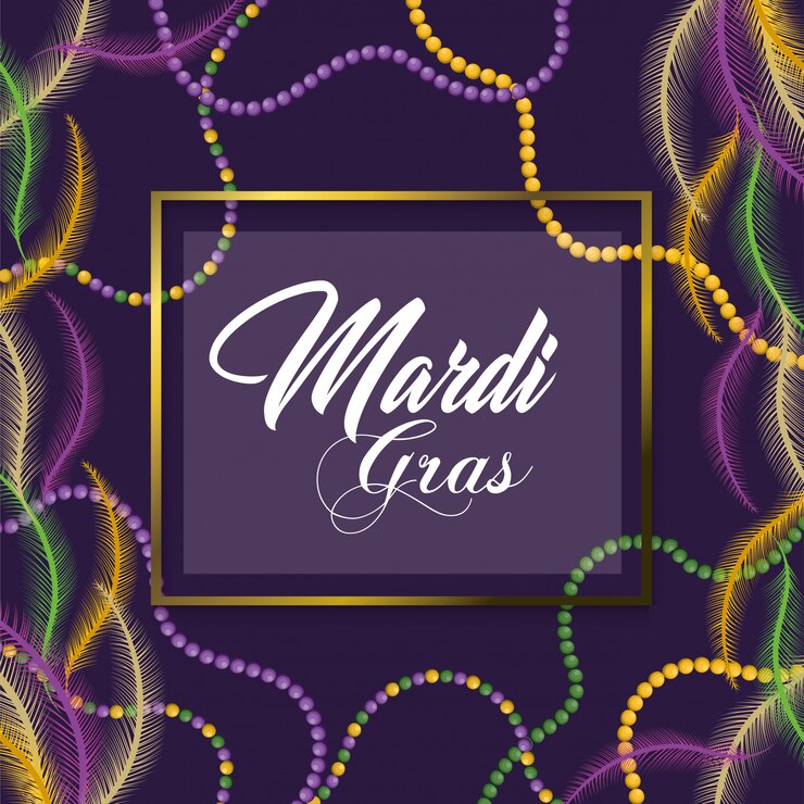 Vektori square emblem with necklace decoration to merdi gras