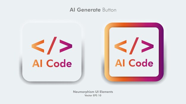 Square generative coding AI button user interface Artificial intelligence UI UX design