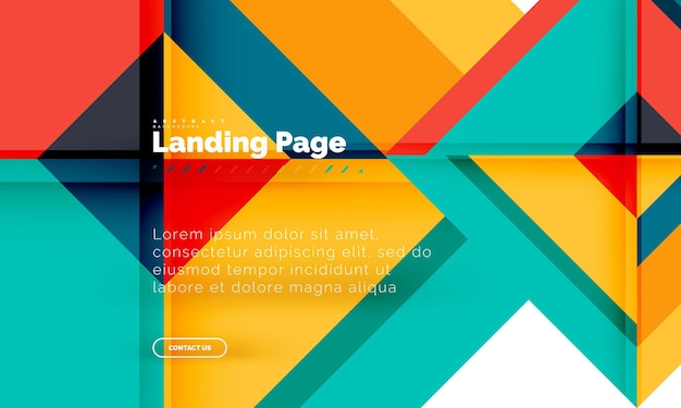 Square shape geometric abstract background landing page web design template