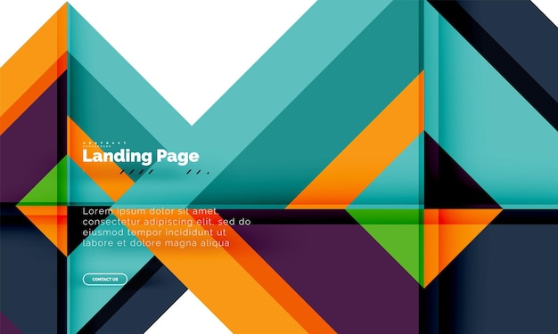 Square shape geometric abstract background landing page web design template