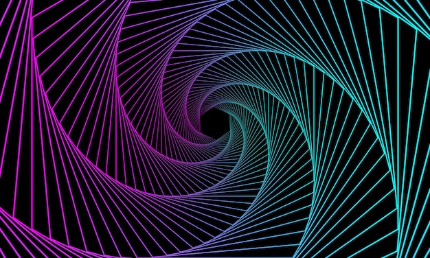 Square vortex line art style Centered moving spiral lines