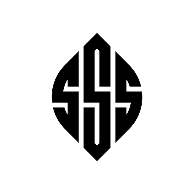 SSS circle letter logo design with circle and ellipse shape SSS ellipse letters with typographic style The three initials form a circle logo SSS Circle Emblem Abstract Monogram Letter Mark Vector