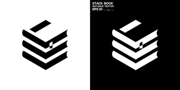 Stack book logo Storage layer paper shipping packing Vector icon symbol design template EPS 10