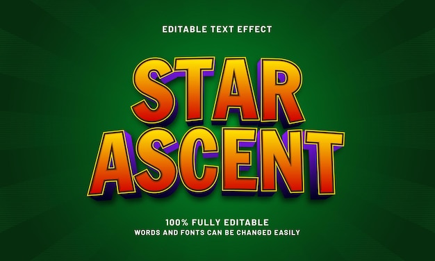star ascent editable text effect with a star dream and epic theme