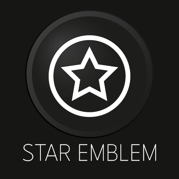 star emblem minimal vector line icon on 3d button isolated on black background premium vector