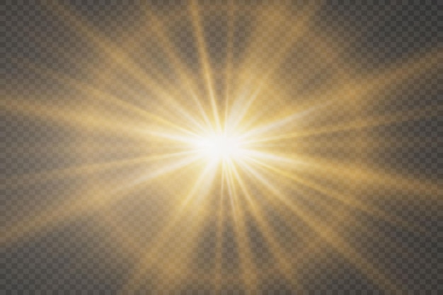 star light effect an explosion of rays with a glare on a transparent background