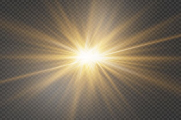 star light effect an explosion of rays with a glare on a transparent background