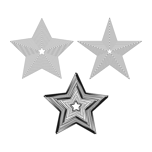Star line pattern Geometric striped stars Black and white forms Vector shape stars