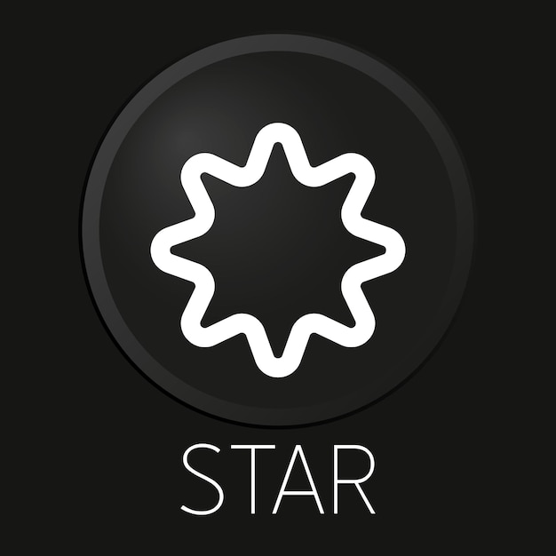 star minimal vector line icon on 3d button isolated on black background premium vector