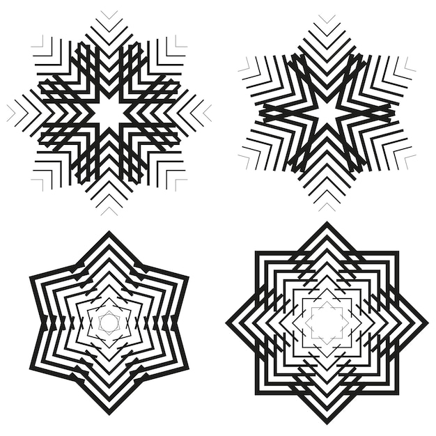 Star pattern shape Geometric optical figure Radiant stripe contour Vector black illusion