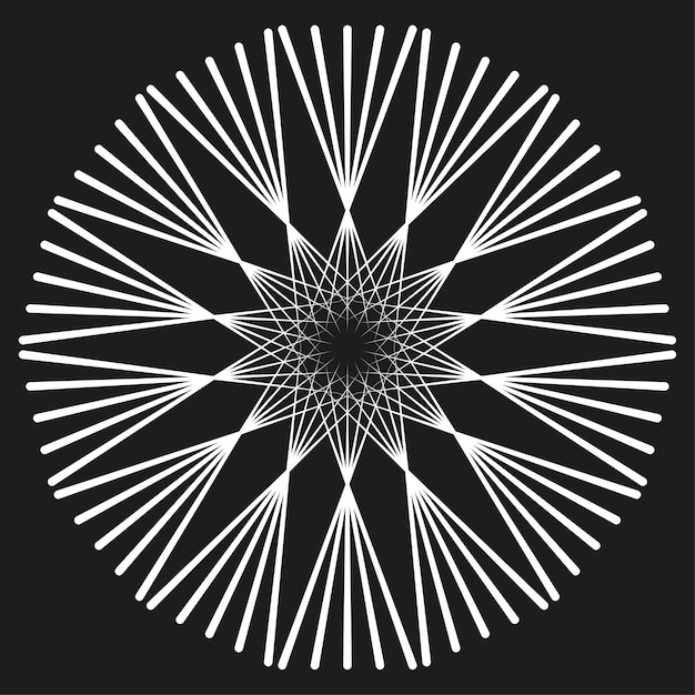 Starburst icon Geometric white symbol Black radial vector Abstract spiky shape