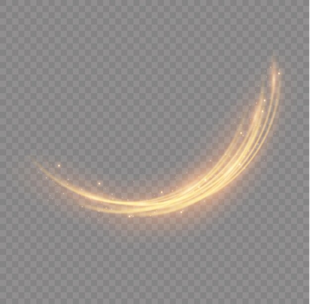 Stardust golden wave Sparkle light blur line Yellow swirl trail Glowing gold wavy speed Vector