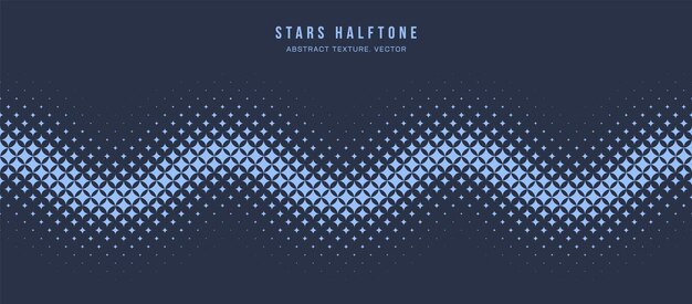 Stars Halftone Geometric Seamless Pattern Vector Wavy Line Navy Blue Background