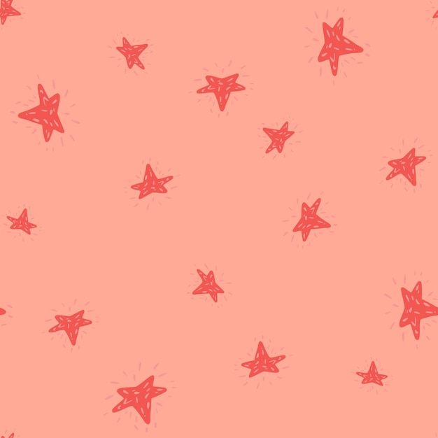 Stars seamless pattern Hand drawn background space Repeated texture in doodle style for fabric