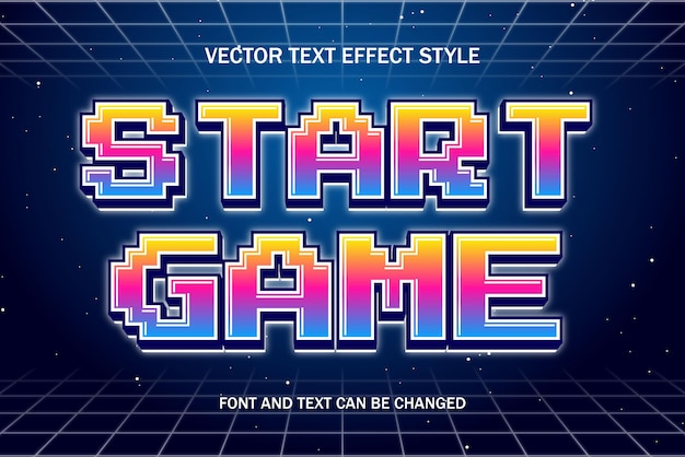 start game pixel art 3d editable text effect font retro vintage style games template background
