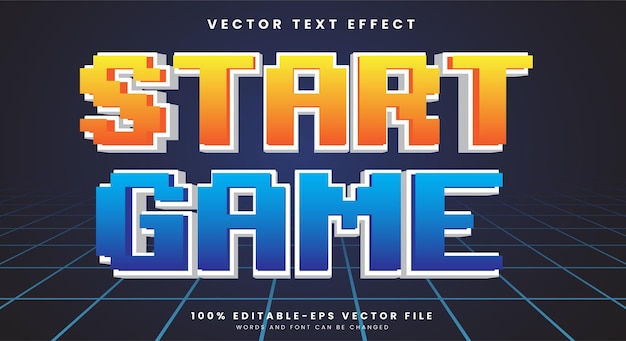 Start Game Pixel editable text effect template