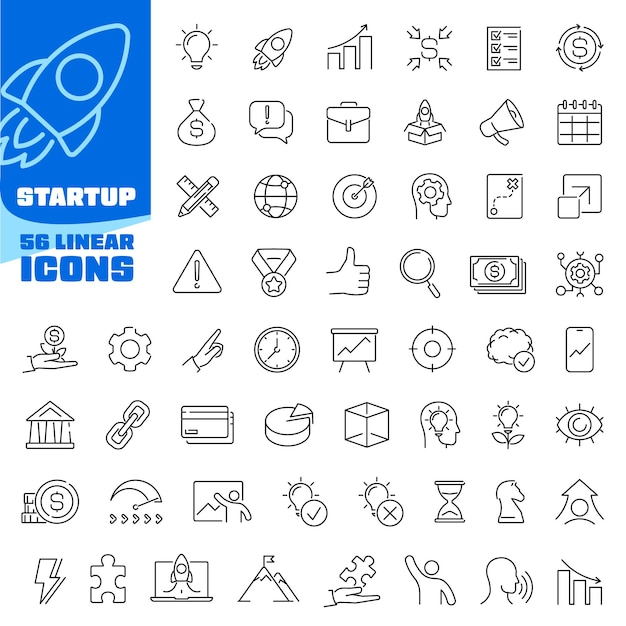 Startup icon set Startup icon Linear style